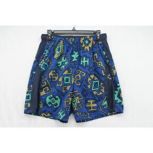 Without Walls Swim Trunks Mens Medium Blue Lined Tribal Geometric Lined Hybrid